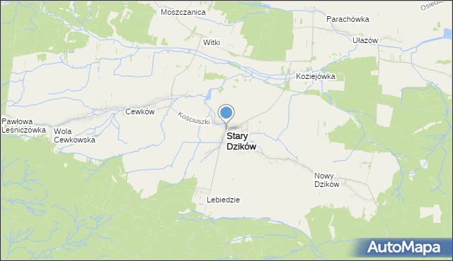 mapa Stary Dzików, Stary Dzików na mapie Targeo